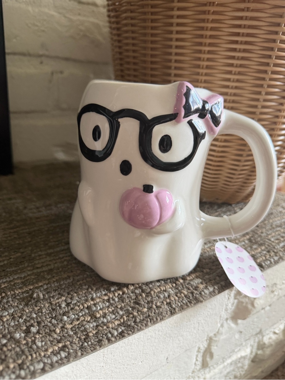 Cute Kids Ceramic Mug with Pink Bow and Pacifier